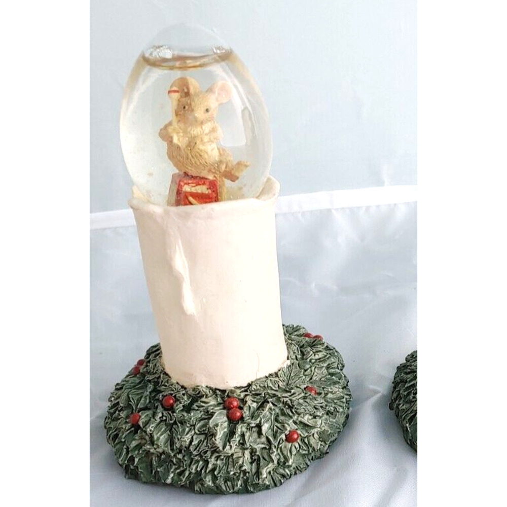Christmas Candle Glitter Snow Globe Mouse Water Wonders Candlelight 5 inch - Picture 5 of 11